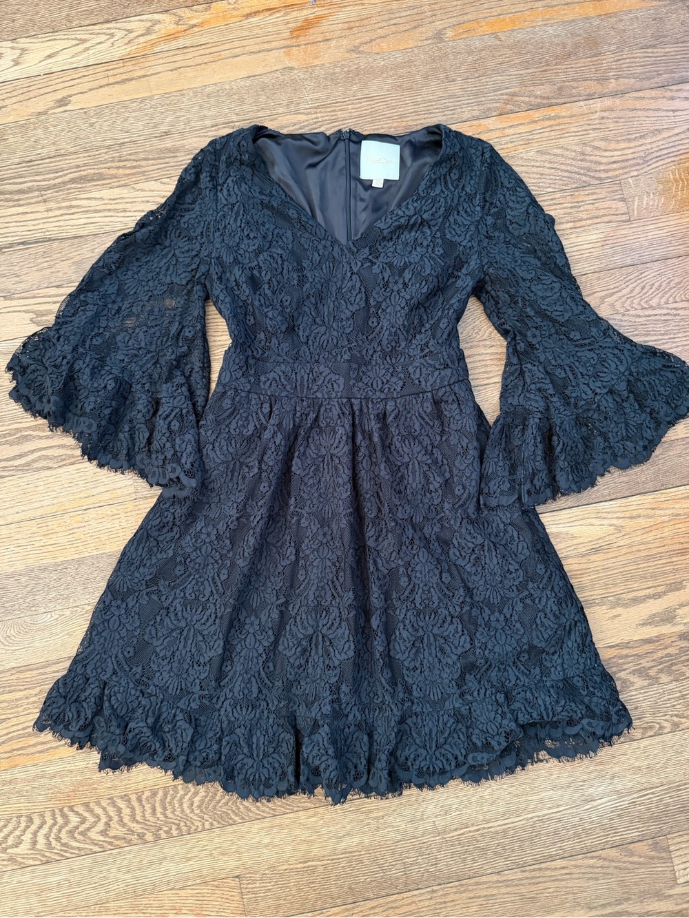 Witchy Black Lace Dress Bell Sleeves - ModCloth - XS